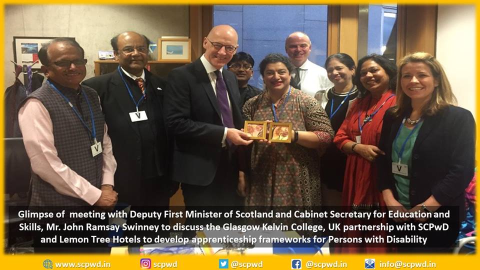 Meeting with Deputy First Minister of Scotland and Cabinet Secretary for Education and Skills, Mr. John Ramsay Swinney to discuss the Glasgow Kelvin College, UK partnership with SCPwD - MArch'19
